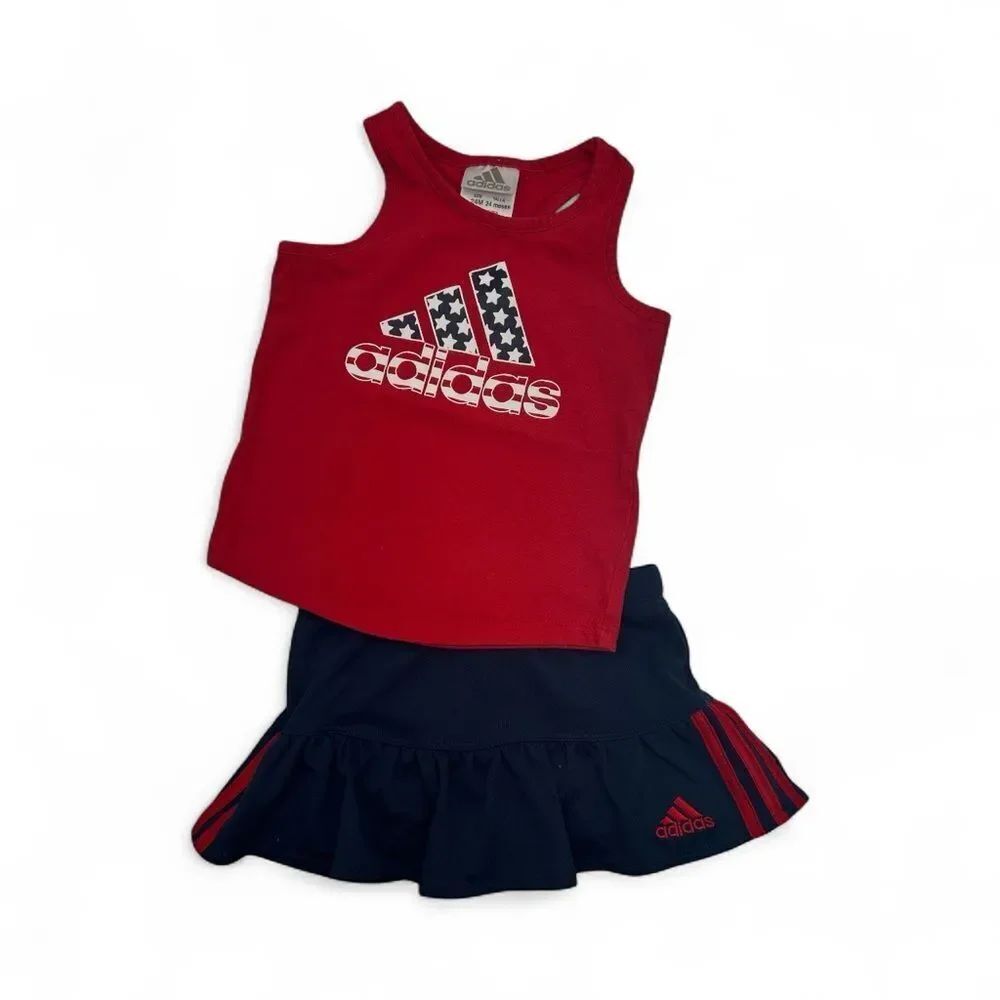 Adidas Kids Red and Navy Tank Top with Skort 24 mos.